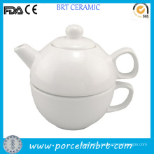 White Plain Tea for One Ceramic Teapot with Cup
